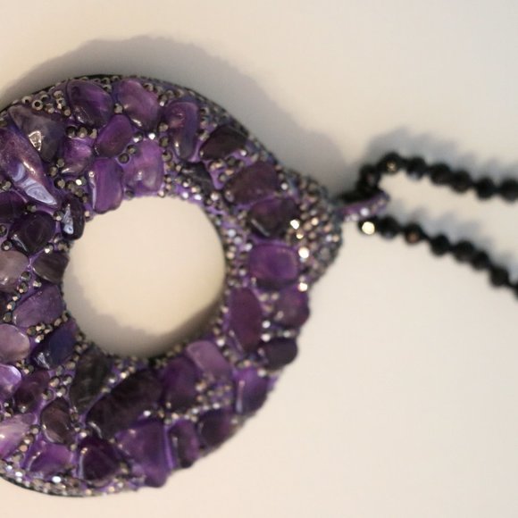 NEW Purple Black Chunky Statement Necklace - Picture 3 of 6
